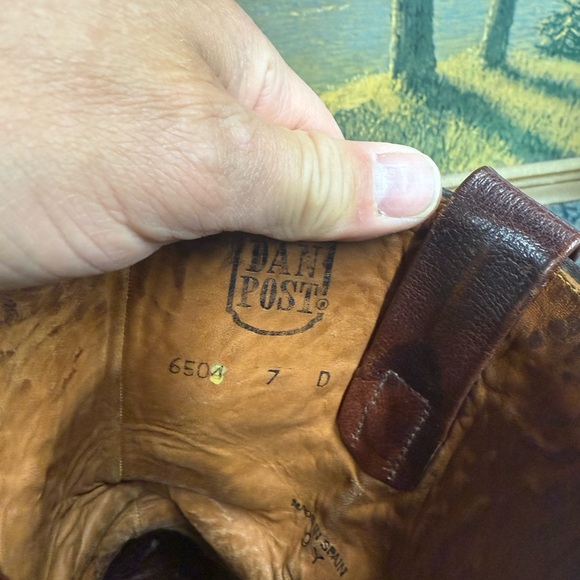 Vintage Dan Post Rich Brown Western Boots, pointed toe, women’s, size 7D - Picture 6 of 7